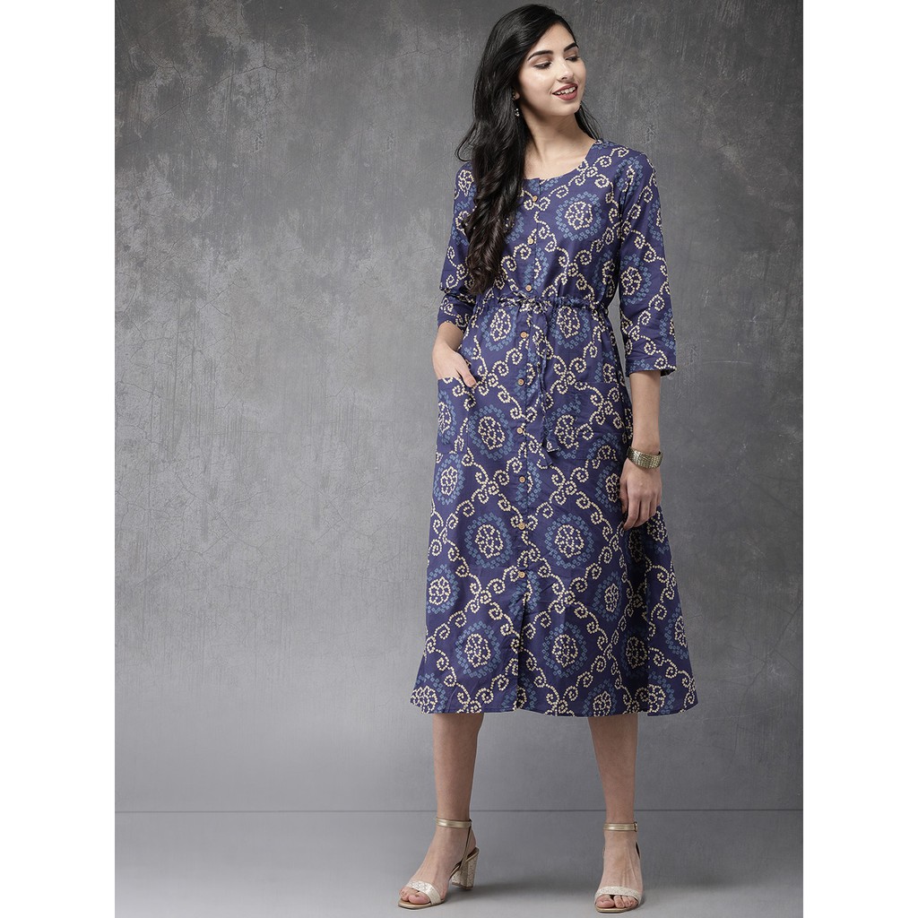 【Lakshmi各國好物 印度】 印度品牌 藍色印花A字形洋裝