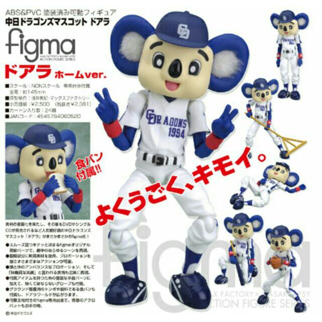 NPB 日本職棒 中日龍 吉祥物 DOALA  白色主場棒球球衣款 可動模型人偶 figma 日版老物