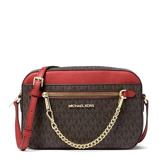 MICHAEL KORS 經典滿版相機包 斜揹包 防刮PVC皮革 側揹包 盒子包 M72248 深咖紅色MK(現貨)
