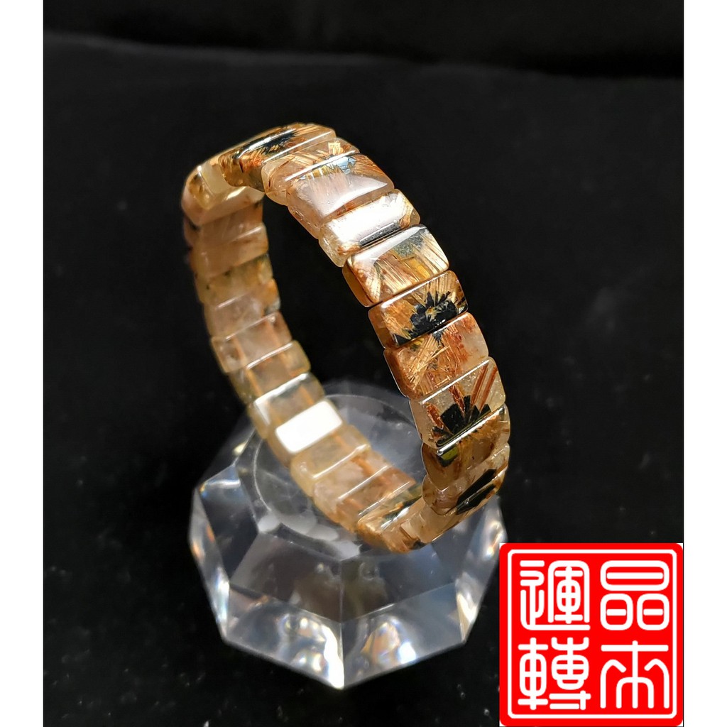 [晶來運轉] 鈦晶手排33g 13mm 手圍17.5(Gold Titanium Rutilated Quartz)