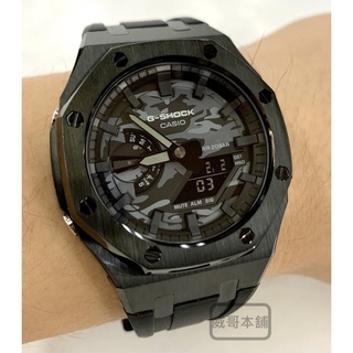 【威哥本舖】G-Shock 全新鋼殼膠帶改裝實品 GA-2100改裝 GA-2100CA-8A 已改含錶（黑殼黑帶）