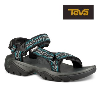 【TEVA】女 Terra Fi 5 戶外健行運動涼鞋/雨鞋/水鞋-圖紋湖水藍 (原廠)