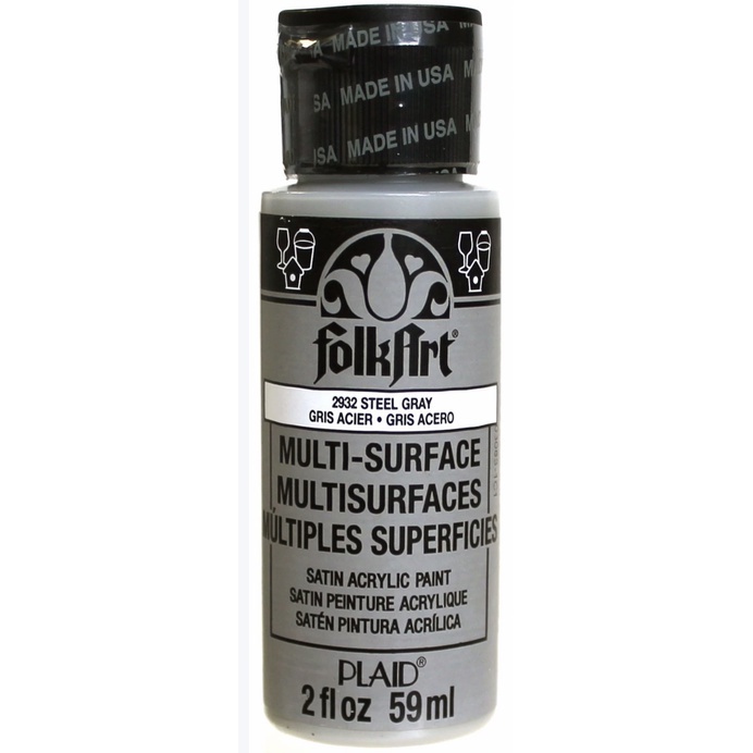 FolkArt 鐵灰色 59 ml Multi-Surface Satin 多重表面絲光壓克力顏料 - 2932