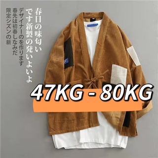 47KG-80KG 和服男 情侶服裝 日本祭典外套 和風羽織 日式和風上衣外掛 和服上衣 日系復古燈芯絨襯衫開衫外套男春