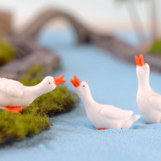 3 件/套迷你白鵝飾品童話花園裝飾品