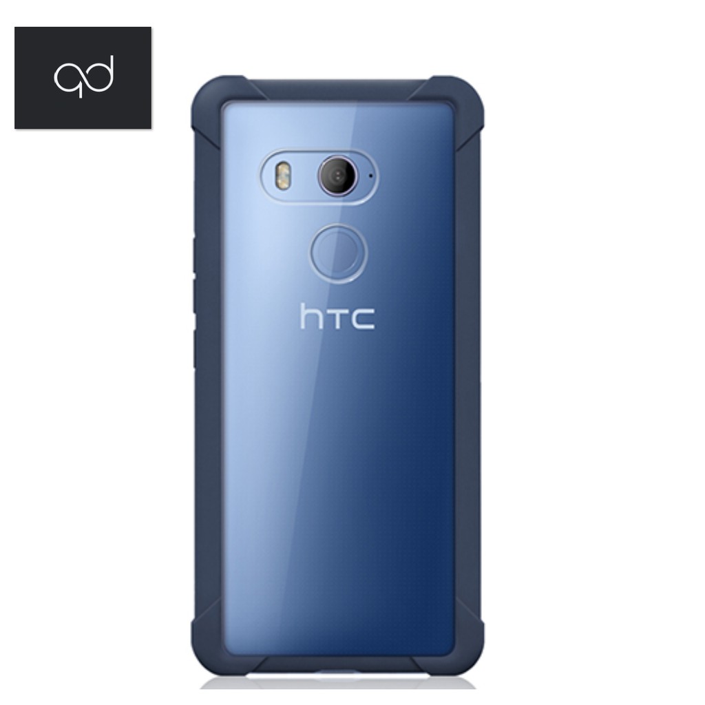 HTC U11 EYEs 透視雙料防震邊框殼 1.2米防摔 防撞四角 防刮透視背蓋 止滑邊框 原廠盒裝 - 藍