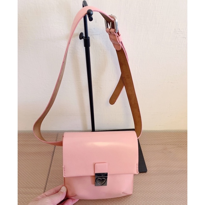 【DODO精品 】二手Moschino 真皮粉紅色腰包、斜揹包、小廢包