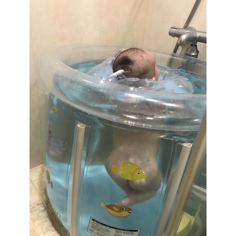 嬰幼兒游泳池 充氣式 游泳桶 玩水 消暑 透明 摺疊收納泳池 圓形游泳池