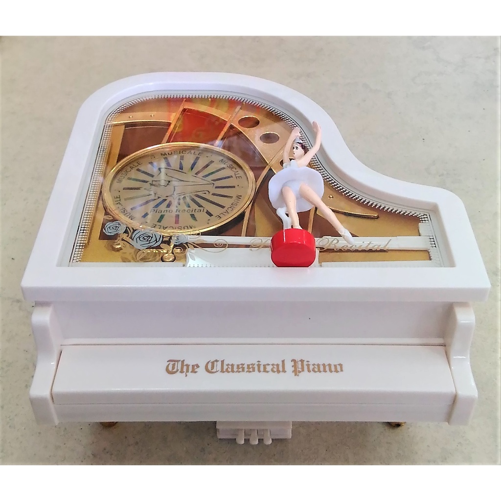 【SHELL23】平台白鋼琴旋轉芭蕾音樂盒💃給愛麗絲🎹居家擺飾🎵裝飾品🎼發條式