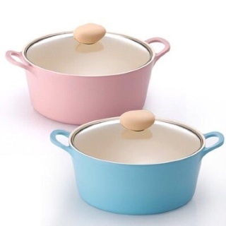 《檸檬妹》韓國代購NEOFLAM RETRO 粉色公主鍋/藍色 22cm雙耳湯鍋+玻璃蓋