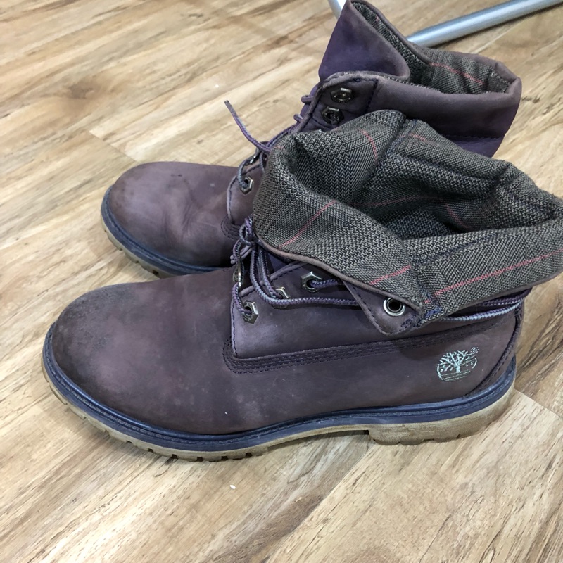 Timberland反折靴紫 24.5/38