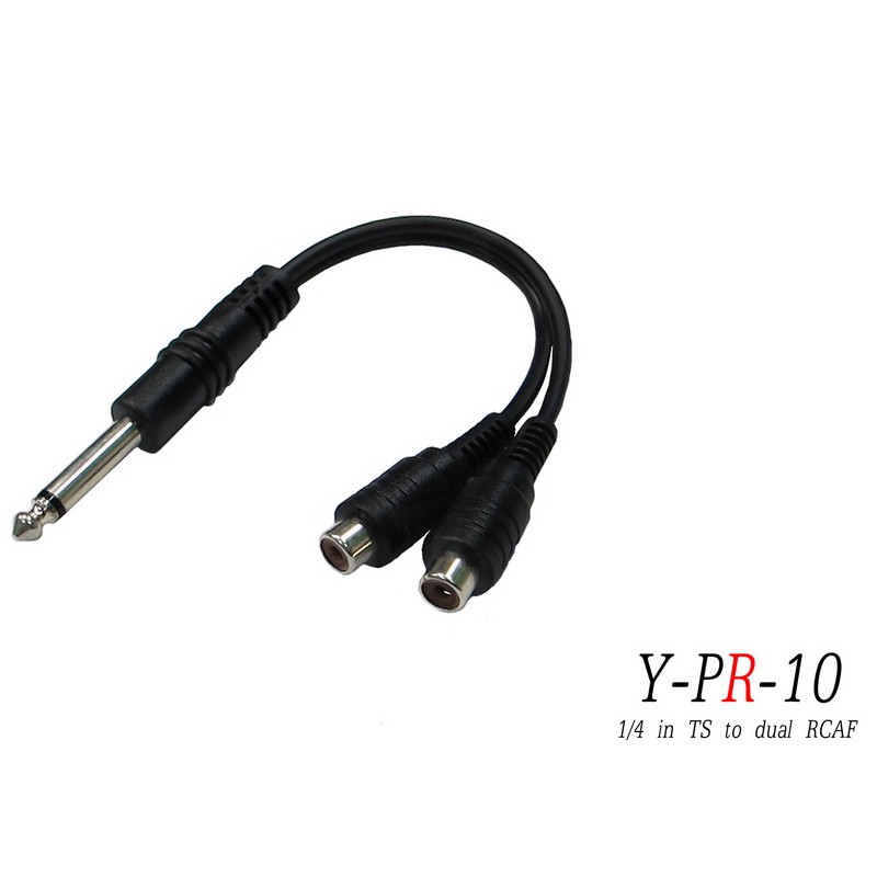 Stander Y-PR-10 6.3mm 單聲道公頭 轉兩個 RCA 母頭 音源訊號分接線 [唐尼樂器]