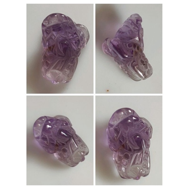 天然 紫水晶 貔貅 雕件 裸石 戒面 墬子