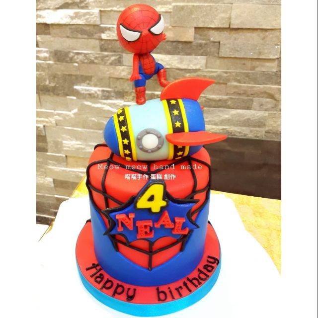 喵喵手作蛋糕創作 客製款火箭蜘蛛人4吋翻糖蛋糕