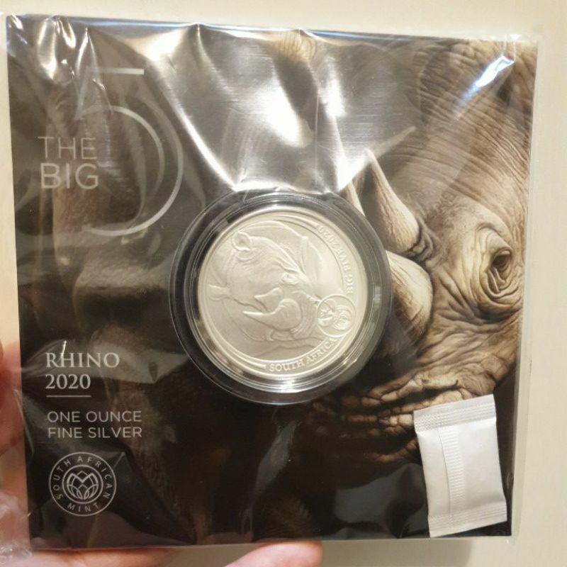 2020南非大五系列 - 犀牛銀幣 1盎司 原包裝 未拆 純銀999 收藏