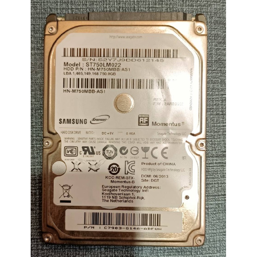 SEAGATE.三星/希捷2.5"筆記型電腦用硬碟HDD.750B.5400轉ST750LM022.可改外接式硬碟非1T