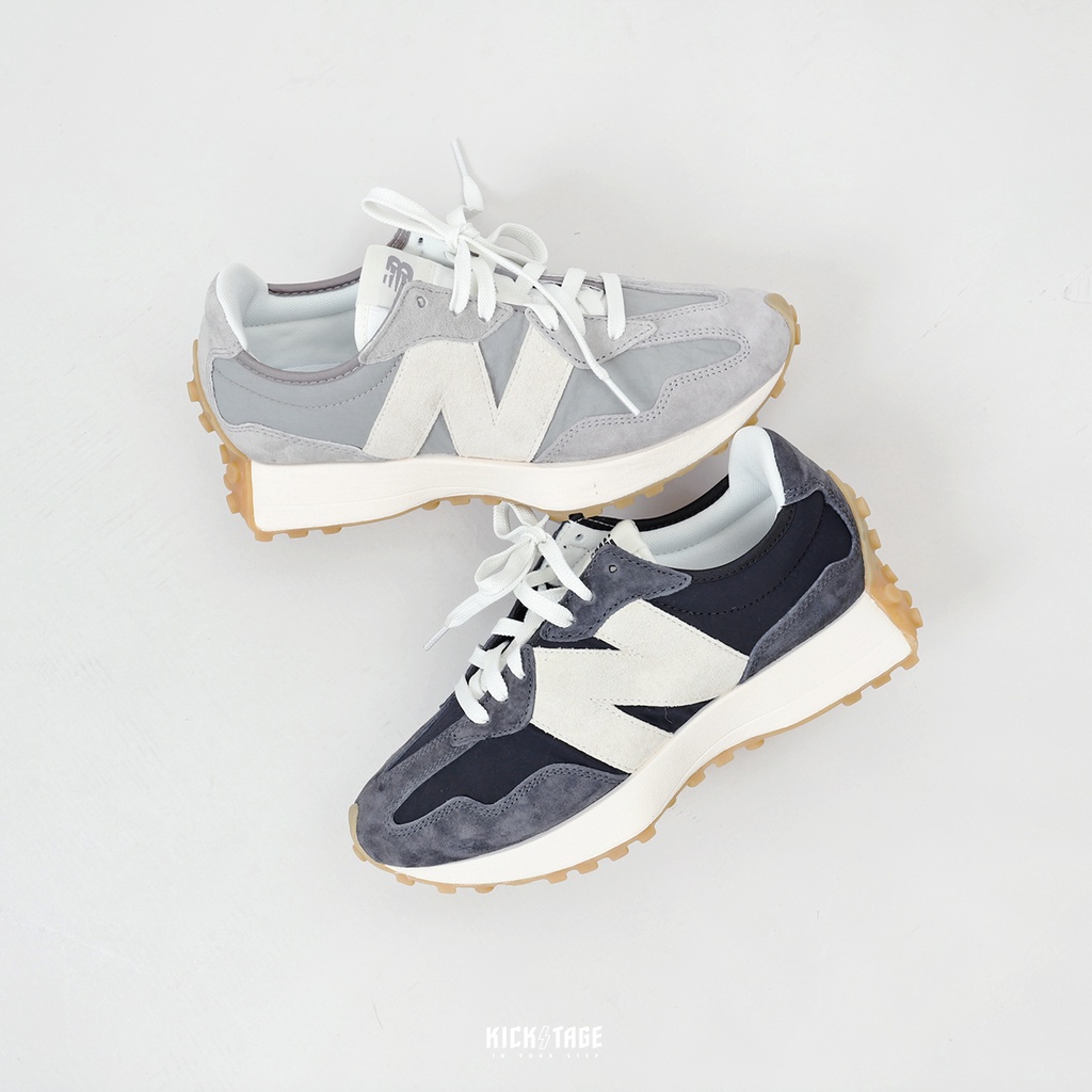 NEW BALANCE 327 米白大N 莫蘭迪 男女鞋 迷霧灰藍【MS327KA1】午夜藍黑【MS327KB1】