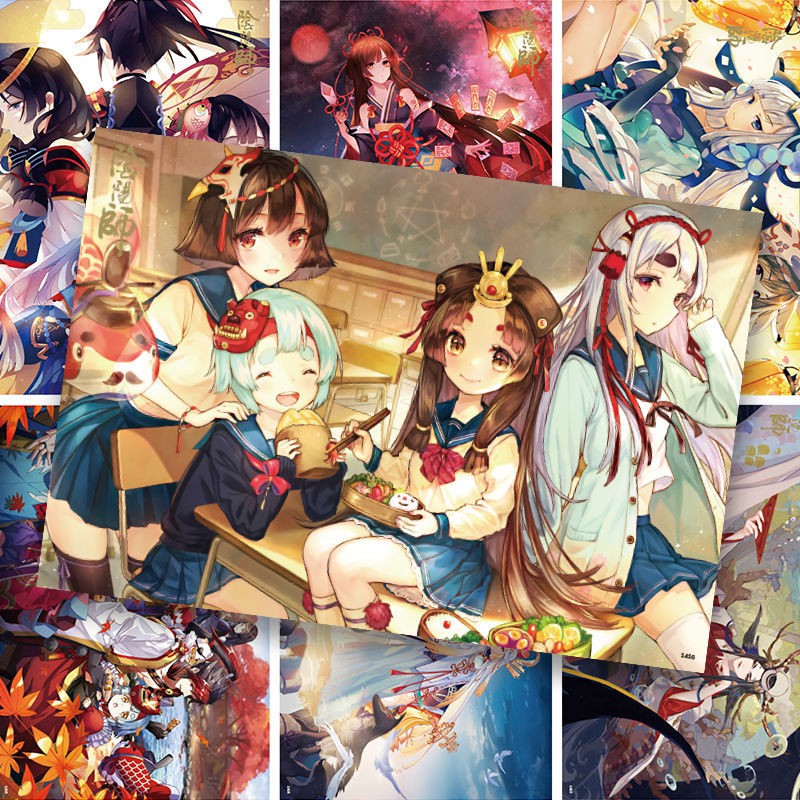 小柒陰陽師海報新款動漫手游大天狗不知火玉藻前學生宿舍臥室墻貼壁紙 蝦皮購物