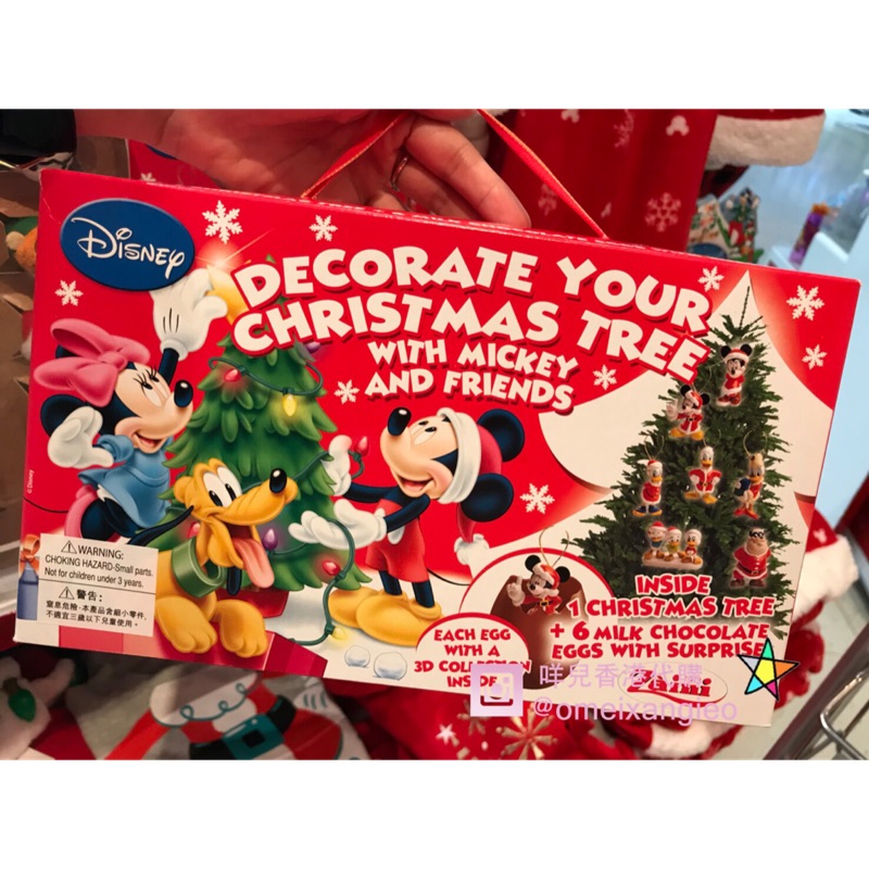 咩兒香港迪士尼代購🏆米奇/米妮/布魯托 聖誕節限定牛奶巧克力驚奇蛋禮盒組 6入+迷你聖誕樹