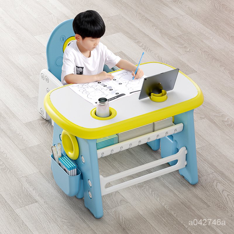 兒童書桌學習桌可升降課桌椅小學生寫字桌椅套裝家用寶寶作業桌椅 QUwD