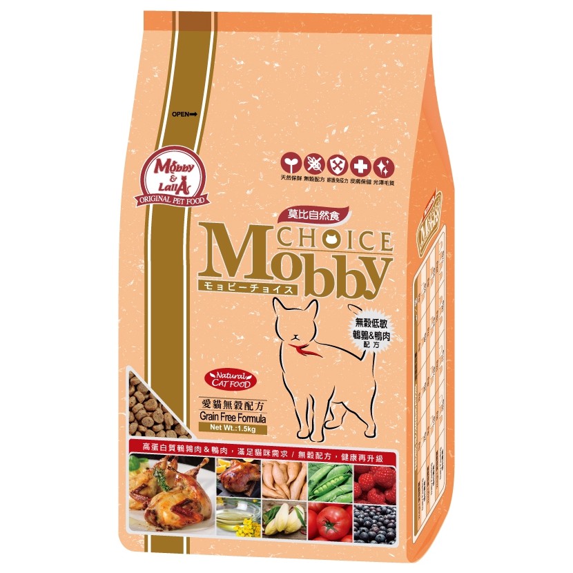 莫比自然食 鵪鶉+鴨肉 Mobby 愛貓無穀配方 3公斤/6.5公斤
