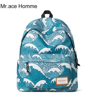 【Mr.ace homme】雙肩包女韓版印花大容量背包中學生書包男電腦包校園