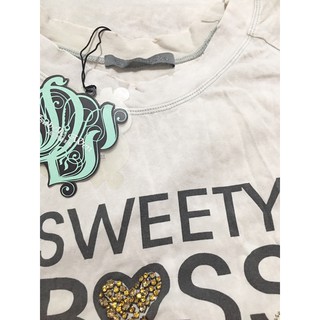 二手衣。臺灣設計師 Isabelle Wen 溫慶珠 做舊刷白短袖T恤 長版T 棉T 上衣 sweetyboss