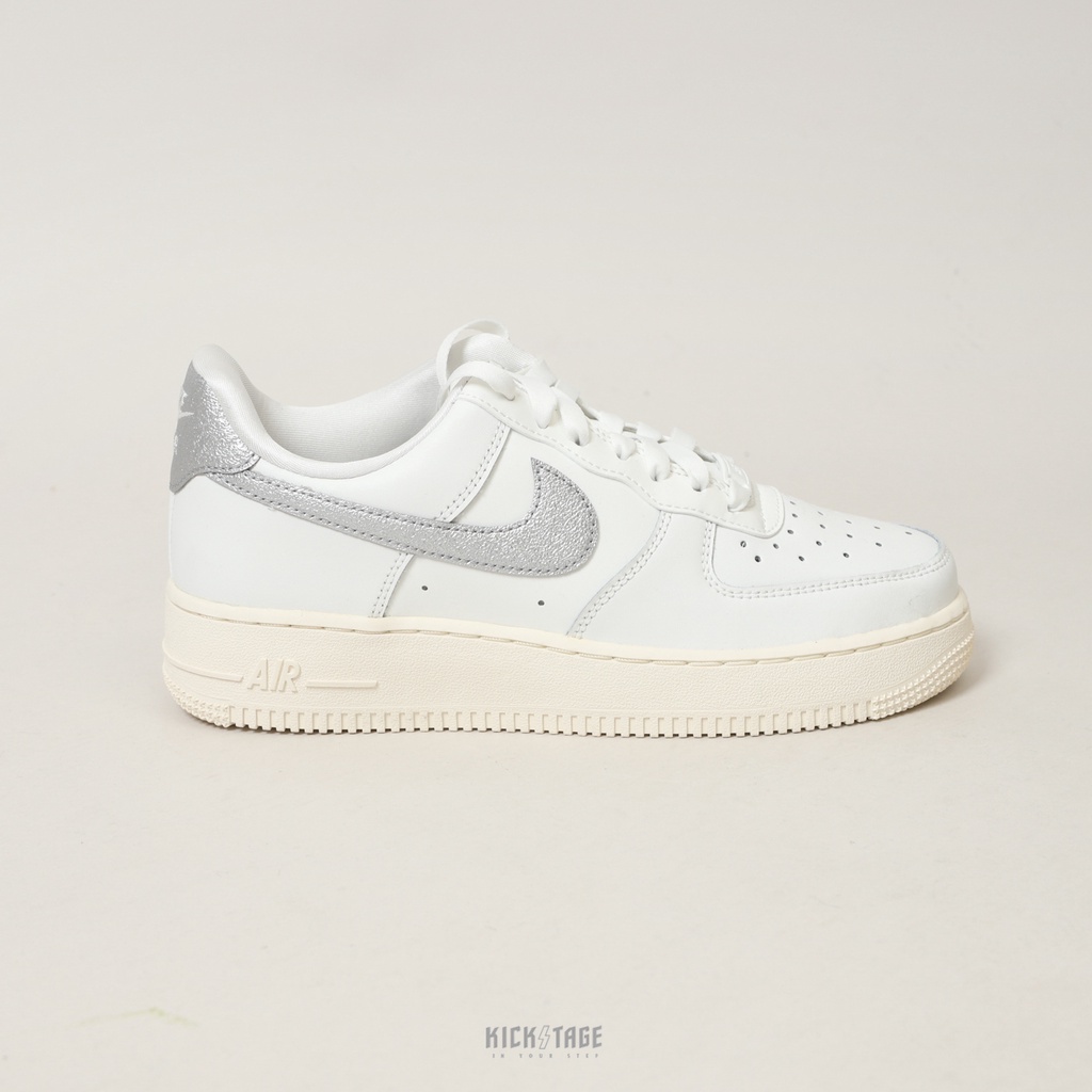 NIKE W AIR FORCE 1 AF1 白銀星辰 白灰 奶油底 舊化 泛黃 復古 休閒鞋【DQ7569-100】