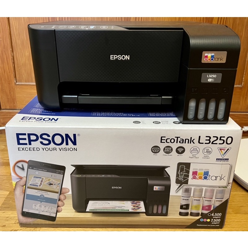 EPSON L3250三合一Wi-Fi 智慧遙控連續供墨複合機 已註冊3年保固 二手 盒裝配件完整