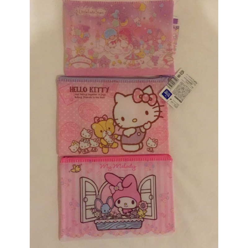 日本限定販售 三麗鷗凱蒂貓hellokitty 美樂蒂蛋黃哥雙子星收納袋夾鏈袋筆袋化妝包