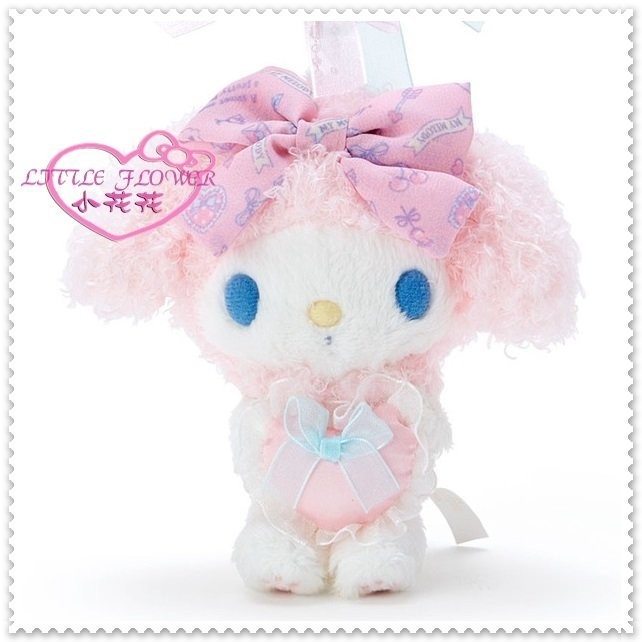 小花花日本精品♥ Hello Kitty 美樂蒂 珠鍊娃娃 吊飾玩偶 娃娃包包掛飾 藍眼抱愛心 58702505