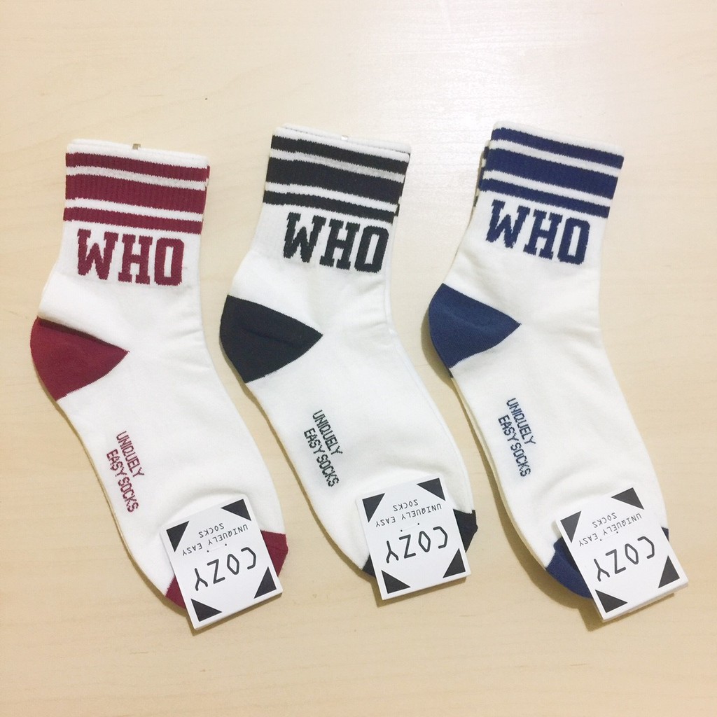 💫沙媞亞百貨💫 韓國熱賣襪子   WHO條紋中筒襪    三色可選
