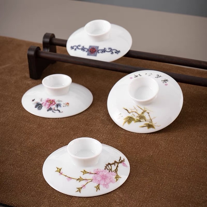 蓋碗直徑7.6厘米單蓋茶碗茶杯蓋子陶瓷功夫茶具零配件