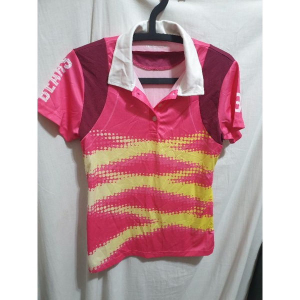 姜小舖運動風❤LANEW BEARS粉紅色橫圓點圖案滑布短袖POLO衫M號