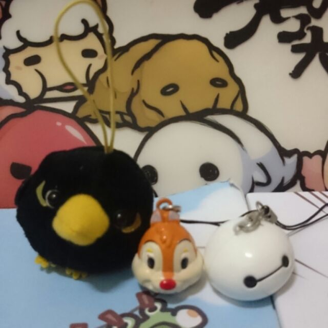 小鳥 迪士尼 奇奇 蒂蒂 大英雄天團 杯麵 手機掛飾