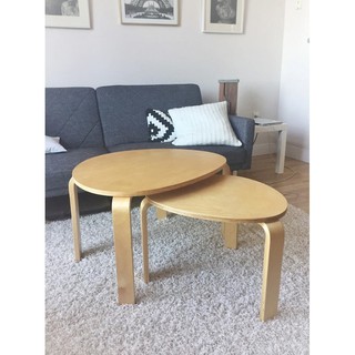 北歐工業LOFT風格經典IKEA宜家SVALSTA子母桌2件組/茶几/樺木/橡木色/二手九成新/原$3995特$3000