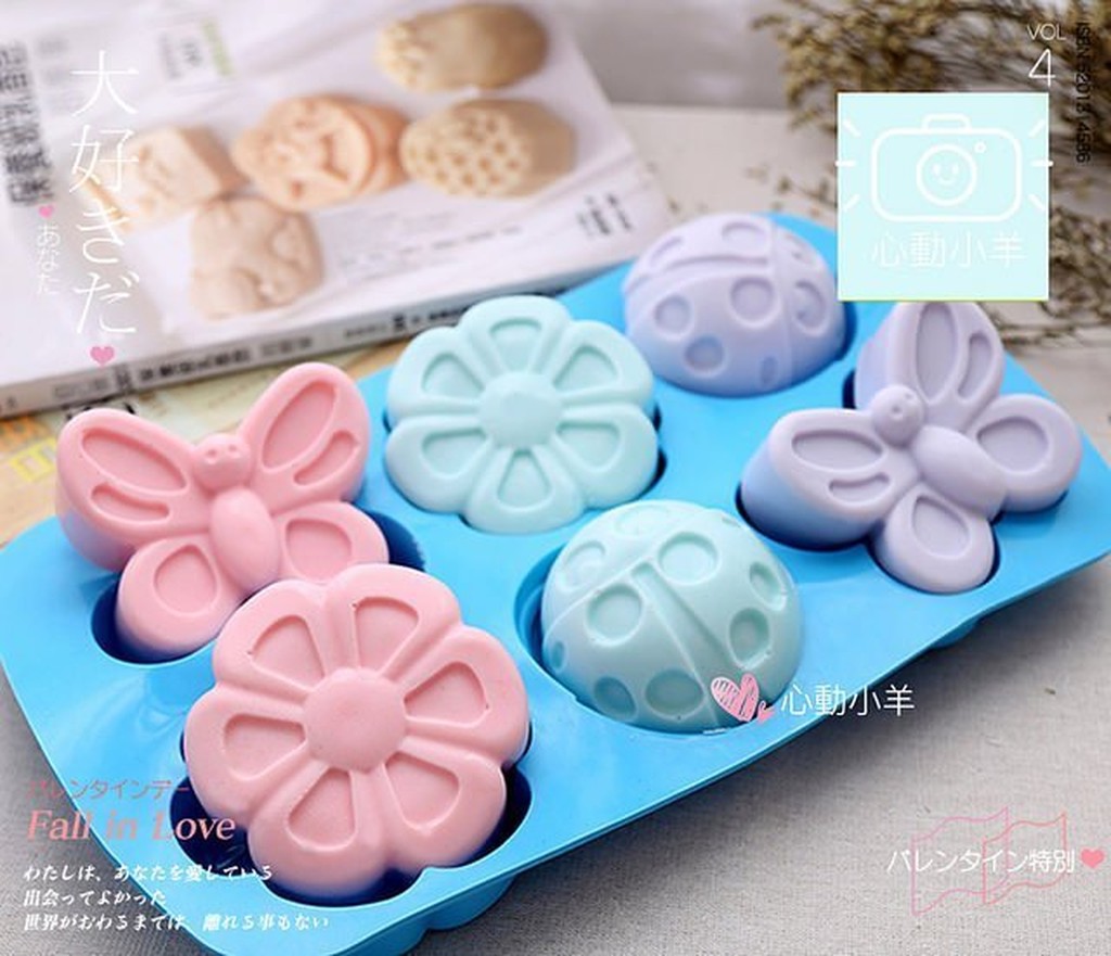 6聯矽膠模具 手工皂模具 蝴蝶瓢蟲 情侶天使造型模具 婚禮小物皂模 好脫模 不變形 適用香磚果凍蠟片DIY 心動小羊