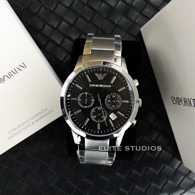 [Karl] Emporio Armani 尊爵時尚三眼計時黑面款 Ar2434