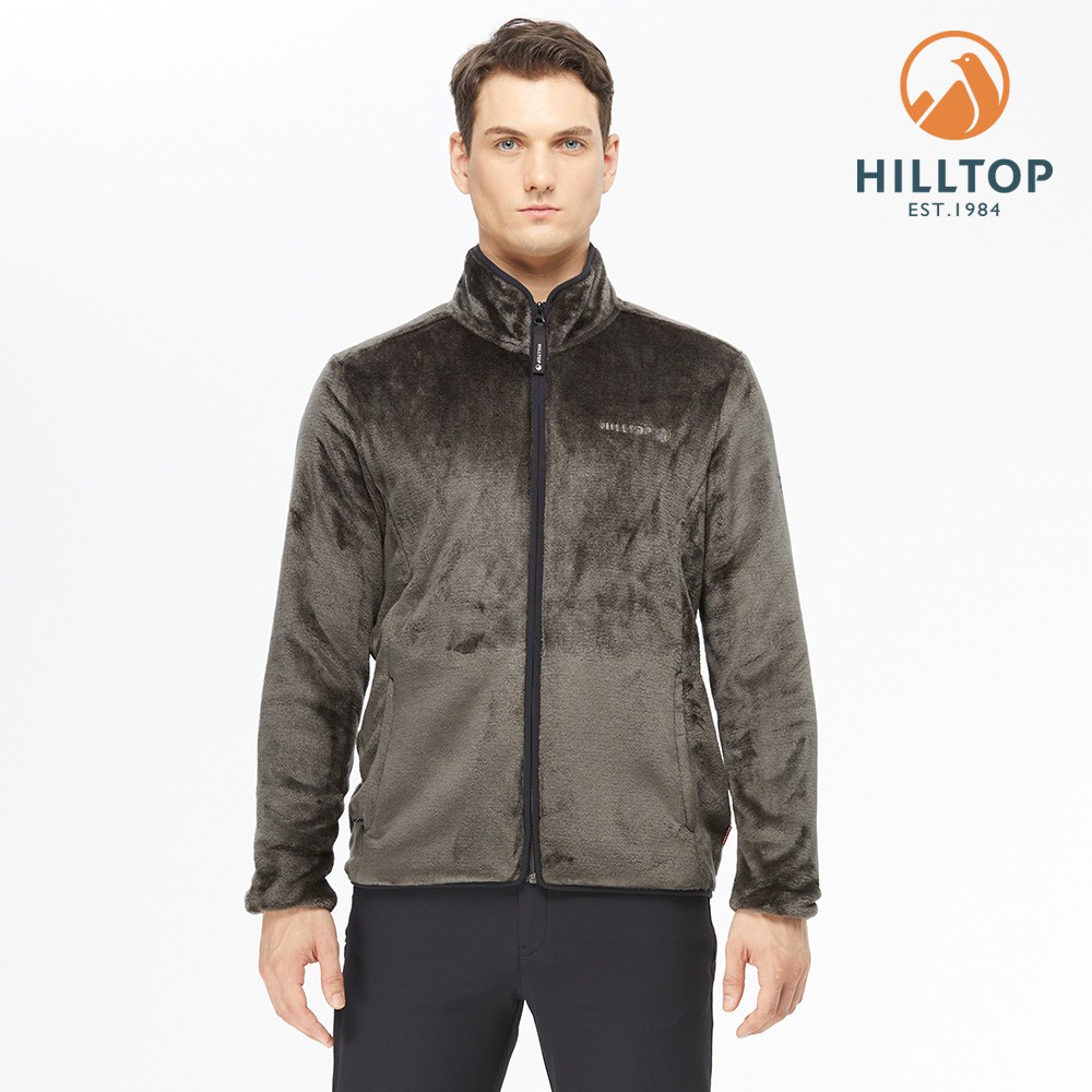 【Hilltop山頂鳥】男款立領保暖刷毛外套 H22MY2 深灰色