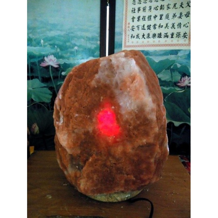 月理鹽燈30.35公斤~喜馬拉雅鴿血紅鹽晶燈~ 只賣4553元~玉石底座可調適開關