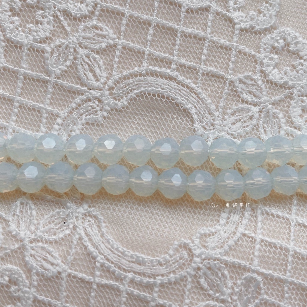 【Otoni 🐰】日本進口🇯🇵 切割玻璃珠 6mm 蛋白石白 多切面 圓珠 手作材料 串珠 耳環