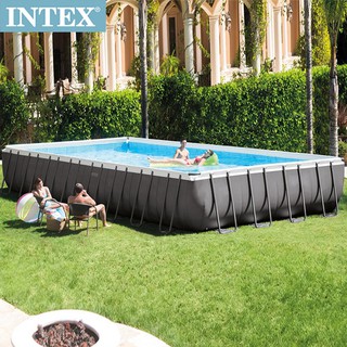 【INTEX】長方型框架速搭大型游泳池(附砂濾水泵)975x488x132cm(54368L)6歲+(26373)
