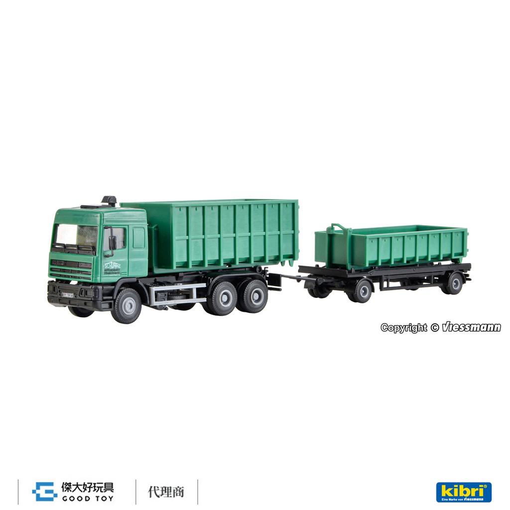 【預購】Kibri 15211 (HO kit) DAF 4軸 自卸車+自卸拖車 (SchwarzBau)