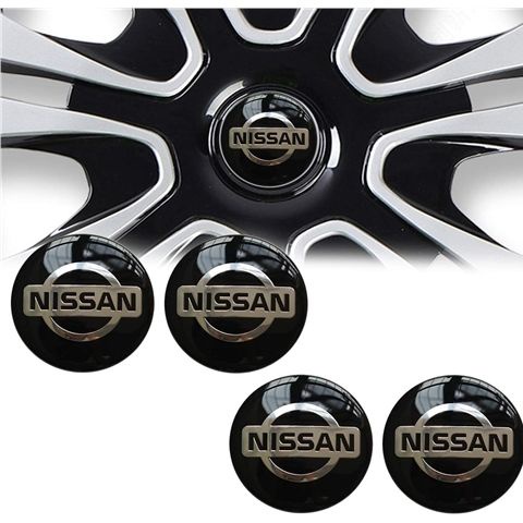NISSAN 4 件 / 套 56mm / 60mm / 65mm 日產徽章輪中心帽黑色汽車標誌貼紙輪中心