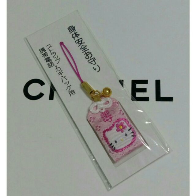 全新日本北海道神宮御守HELLO KITTY粉紅色凱蒂貓串珠吊飾/身體安全守護守/手機吊飾特價出清
