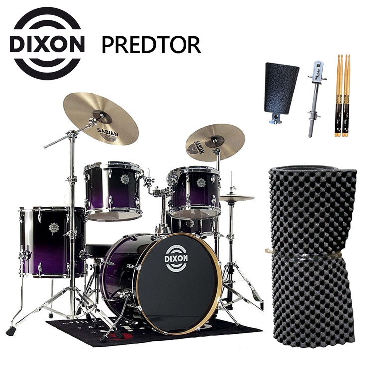 線上樂器展-DIXON 嚴選Predator懸吊式爵士鼓組-含支架/銅鈸/鼓椅/踏板/鼓棒/加贈牛鈴/吸音棉