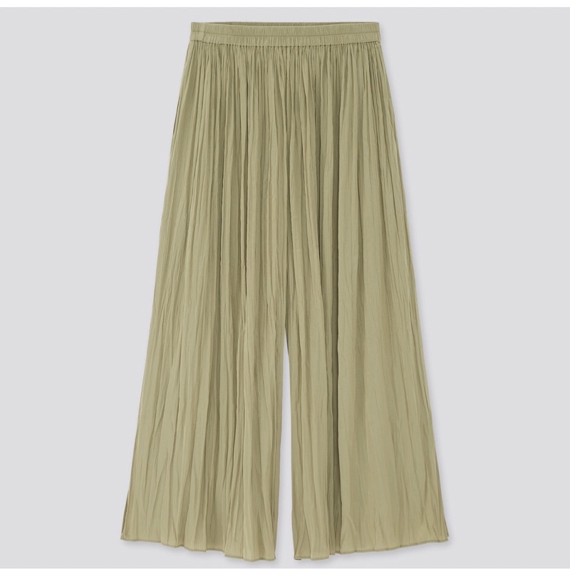 《全新無吊牌》Uniqlo  女裝 W 水洗設計褲裙 綠色 XL 長裙 工作褲裙 休閒裙