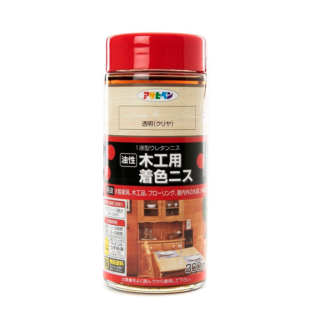 日本Asahipen 木器著色清漆 透明 亮光 0. 3L