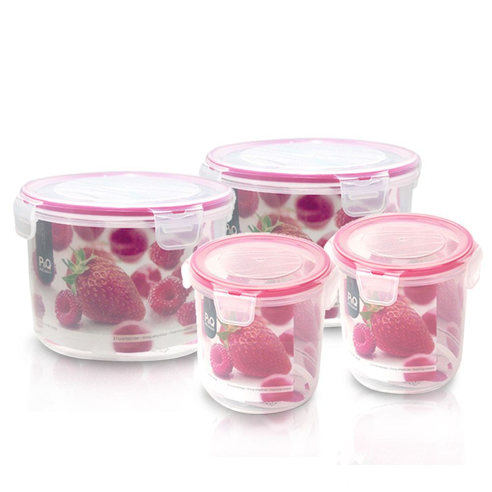【樂扣樂扣】草莓甜心P&Q微波保鮮盒4件組
