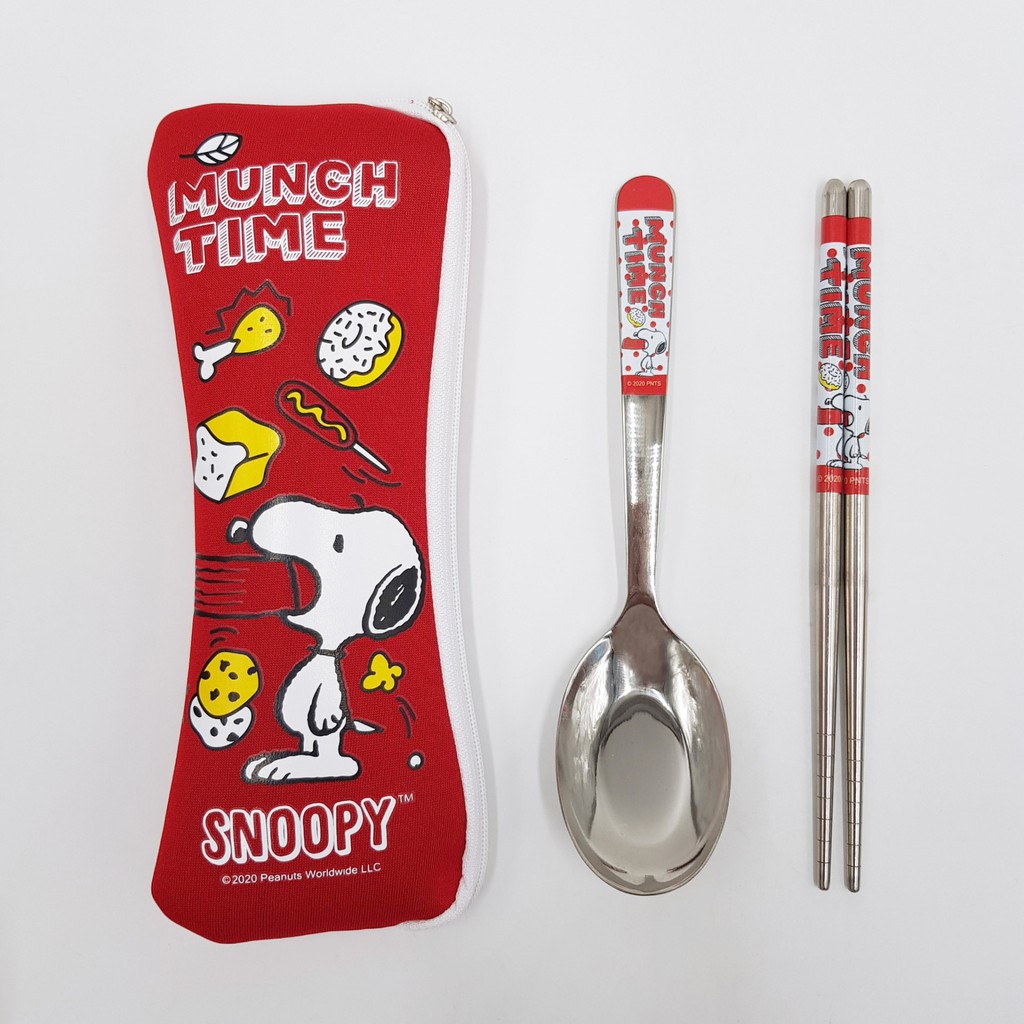 現貨~Snoopy 史努比潛水布套 不鏽鋼餐具組 環保餐具 湯匙筷子組
